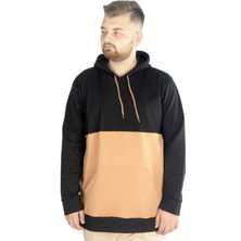 ModeXL  Erkek Sweat Kapşon Parçalı Kanguru Cep 22527 Siyah