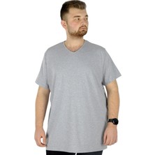 ModeXL Mode Xl Büyük Beden T-Shirt V Yaka Likralı 20150 Grimelanj