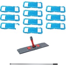 Makarna Şönil Kuru Nemli Palet Tablet Mop Yedek Seti Takımı - 10 Ad Mop + Mop Tutucu + Sap - 50 Cm.