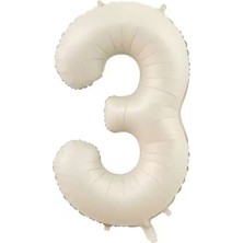 Best Parti Deniz Kumu Bej Rengi Rakam Folyo Balon 3 Yaş