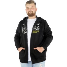 ModeXL  Erkek Sweat Kapşonlu Fermuarlı Riv 22522 Siyah