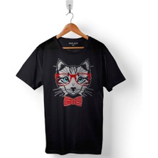 Kendim Seçtim Hipster Cat Hipster Kedi With Glasses Gözlük Baskılı Tişört  T-Shirt