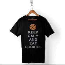 Kendim Seçtim Keep Calm And Eat Cokies Kurabiye Pasta Baskılı Tişört  T-Shirt