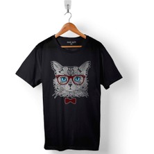 Kendim Seçtim Hipster Cat Hipster Kedi With Glasses Gözlük Baskılı Tişört  T-Shirt