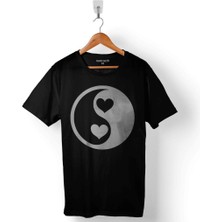 Kendim Seçtim Yin Ying Yang Logo Tamamlanan Kalp Iyilik Kötülük Baskılı Tişört  T-Shirt