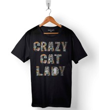 Kendim Seçtim Crazy Cat Lady Çılgın Kedi Baskılı Tişört  T-Shirt