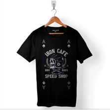 Kendim Seçtim Kupa As Iskambil Iron Cafe Ride Hard Speed Shop Baskılı Tişört Unisex T-Shirt