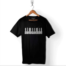 Kendim Seçtim Piano Skyline Piyano Yukarıdaki Tehlike Baskılı Tişört Unisex T-Shirt