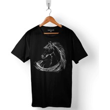 Kendim Seçtim At Silüet Fotoğrafı Horse Horses Rıding Heart Beat Baskılı Tişört Unisex T-Shirt