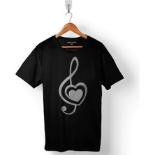 Kendim Seçtim Sol Anahtarı Music Heart Kalp I Love You Seviyorum Baskılı Tişört Unisex T-Shirt