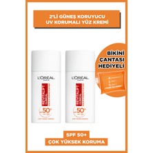 L'oréal Paris 2'li Revitalift Clinical Spf 50+ Günlük Yüksek Uv Korumalı Yüz Güneş Kremi Seti - Bikini Bag Hediyeli