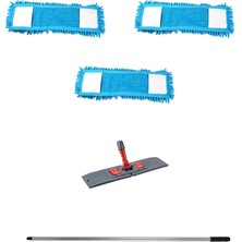 Makarna Şönil Kuru Nemli Palet Tablet Mop Yedek Seti Takımı - 3 Ad Mop + Mop Tutucu + Sap - 40 Cm.