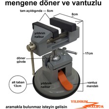 Yıldırım Nalbur Masa Mengenesi Vantuzlu Döner Gövde Işkence Mengene Sağlam