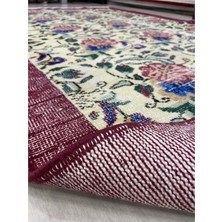 Burak Halı El Dokuma Eskitme 145X240 Kırmızı Mavi Güllü Vintage Yün Halı !