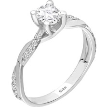 Sirius Pırlanta Toplam 0,80 Karat Pırlanta ve Beyaz Topaz Tektaş Yüzük 0402R0017