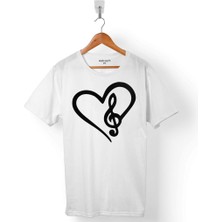 Kendim Seçtim Sol Anahtarı Heart Kalp I Love You Müzik Seviyorum Erkek Tişört