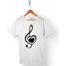 Kendim Seçtim Sol Anahtarı Music Heart Kalp I Love You Seviyorum Erkek Tişört