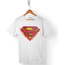 Kendim Seçtim Superman Flame Alev Logo Super Man Erkek Tişört