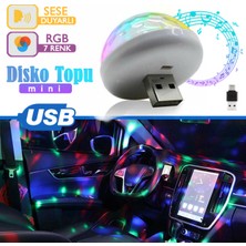 C9 Müziğe ve Sese Duyarlı Type-C Girişli Araç Içi Mini Disko Topu Parti