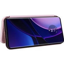 Motorola Edge 40 5g Pu Deri Karbon Fiber Doku Kapak Stand Kartı Sahipleri Manyetik Kapatma Telefon Kılıfı (Yurt Dışından)