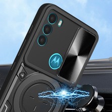 Motorola Moto G71 5g Ücretsiz Döndürme Kickstand Telefon Kasası Slayt Kamera Kapağı Pc+Tpu Arka Kapak (Yurt Dışından)