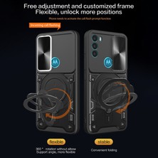 Motorola Moto G71 5g Ücretsiz Döndürme Kickstand Telefon Kasası Slayt Kamera Kapağı Pc+Tpu Arka Kapak (Yurt Dışından)