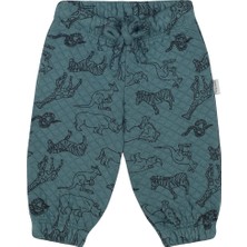 Antebies Organik Yeşil Hayvanlar Alemi Desenli Beli Lastikli Bağcıklı Erkek Bebek Eşofman