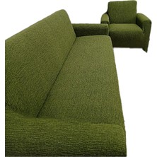 Güzelevim Tekstil Jakarlı Düz Desen Koltuk Takım Kılıfı 3+3+1+1 Elastikli Koltuk Örtüsü