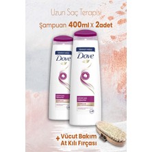Dove Şampuan Uzun Saç Terapisi 400 Ml X 2 Adet Ve Vücut Bakım At Kılı Fırçası
