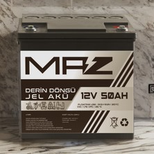 Maz Akü 12 Volt 50 Amper (Ah) Derin Döngü Jel Akü Max Performans