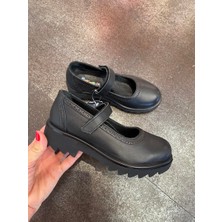 Moona 26-36 Numara Kız Çocuk Deri Okul Ayakkabısı Siyah