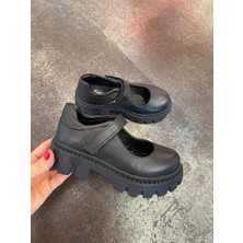 Moona 28-36 Numara Kız Çocuk Deri Okul Ayakkabısı Siyah