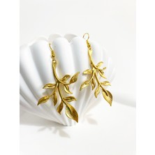 Özel Tasarım Altın Kaplama Yaprak Küpe