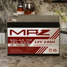 Maz Akü 12 Volt 14 Amper (Ah) Solar Jel Akü (Güneş Paneli Akü)