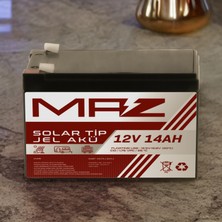 Maz Akü 12 Volt 14 Amper (Ah) Solar Jel Akü (Güneş Paneli Akü)