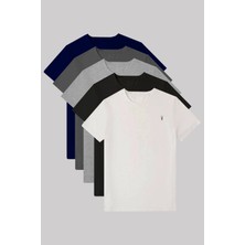 Kozik Erkek 5'li Tişört Standart Kalıp Bisiklet Yaka Yazlık Basic Erkek T-Shirt