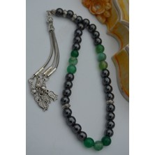 Stoneage Hematit ve Yeşil Akik Taşlı Tespih