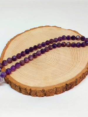 Yaşam Tohumu Ametist Taşı Koyu Renk Faset Kesim Dizi 8mm