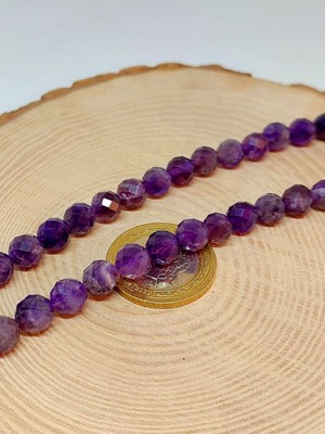 Yaşam Tohumu Ametist Taşı Koyu Renk Faset Kesim Yarım Dizi 8mm (18CM Uzunluğundadır)