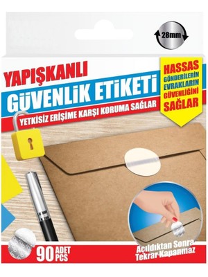 Geseus Yapışkanlı Güvenlik Etiketi Güvenlik Bantı 90 Adet 28 mm