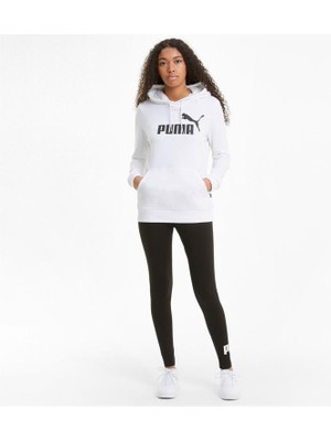 Puma Ess Logo Hoodie - Kadın Beyaz Kapüşonlu Sweatshirt - 586791 02