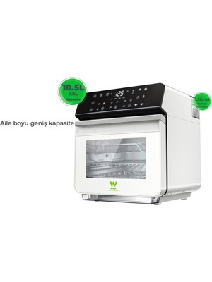 Wiami 10.5 L Buharlı Airfryer Hava Fritözü – Beyaz, 2023 Model, Yağsız ve Sağlıklı Pişirme Teknolojisi