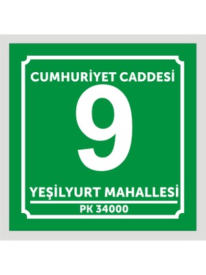 Yüksel 34 Kapı Numarası Daire Numarası 10 x 10 cm