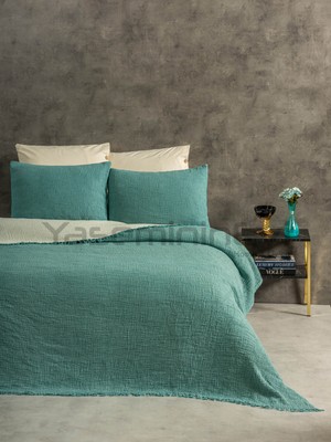 TEK KİŞİLİK Müslin TURKUAZ Rengi Yatak Örtüsü (Yastık Kılıfsız)