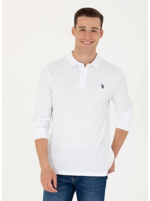 U.S. Polo Assn.  Polo Yaka Beyaz Erkek Sweatshirt GTP01SK023