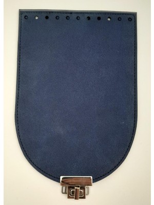 Angel Çanta Aksesuar 15X22 cm Süet Nubuk Deri Lacivert Renk Kapak Gümüş Metalli