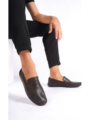 Mubiano Hakiki Deri SRG666K İç Dış Kahverengi Erkek Loafer