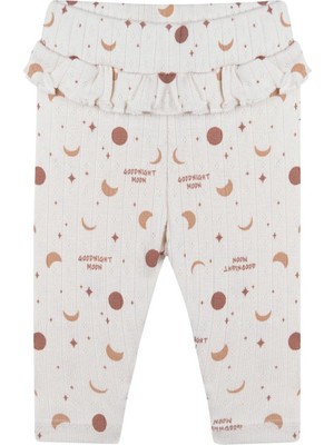 Antebies Organik Krem Tatlı Rüyalar Desenli Jakarlı Fırfırlı Kız Bebek Tayt