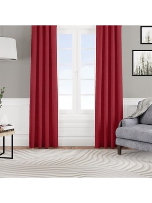 Goccia Kadife Dokulu Fon Perde Pilesiz Tek Kanat Bordo