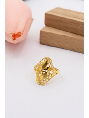 Latif Kuyumcu 22 Ayar Altın Yüzük Kalemli Işlemeli Tasarım Kadın Yüzük